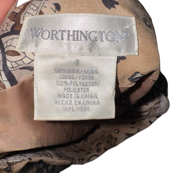 Vintage Y2K Worthington Sz‎ 6 100% Silk Paisley Faux Wrap Maxi Skirt Preppy - Picture 3 of 10